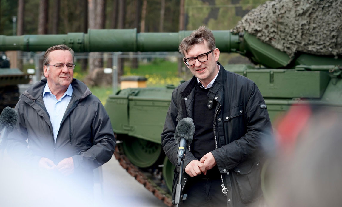 Fungerende forsvarsminister Troels Lund Poulsen og hans tyske kollega Boris Pistorius.